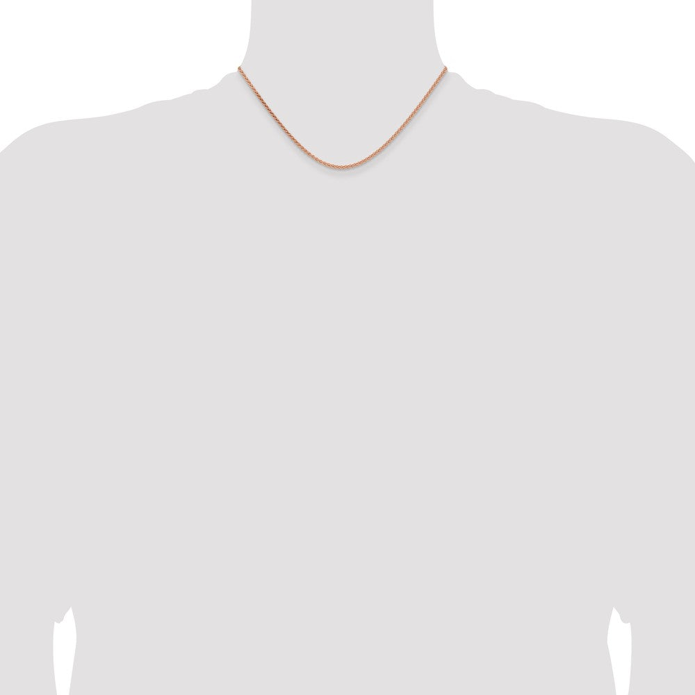 14K Rose Gold 2.1mm Solid Polished Spiga with Lobster Clasp Chain