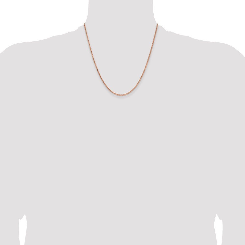 14K Rose Gold 2.1mm Solid Polished Spiga with Lobster Clasp Chain