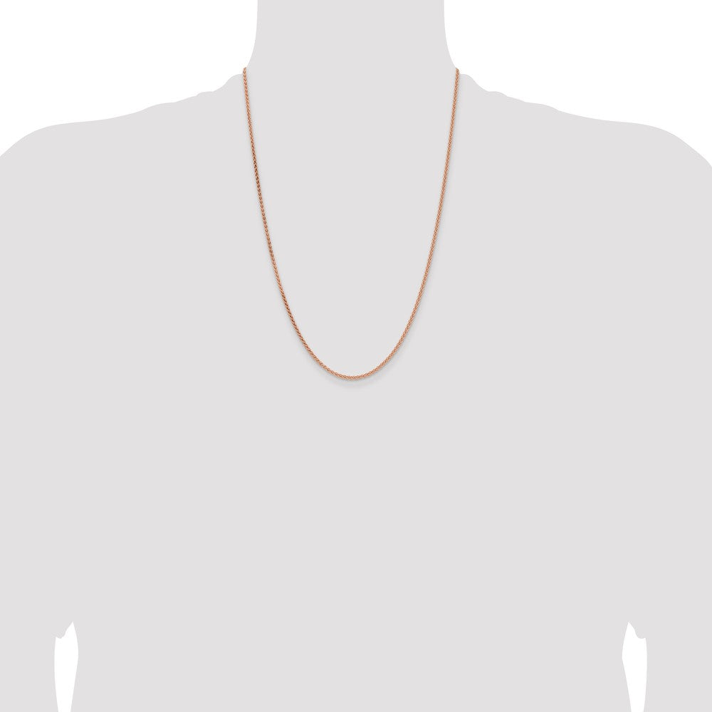 14K Rose Gold 2.1mm Solid Polished Spiga with Lobster Clasp Chain