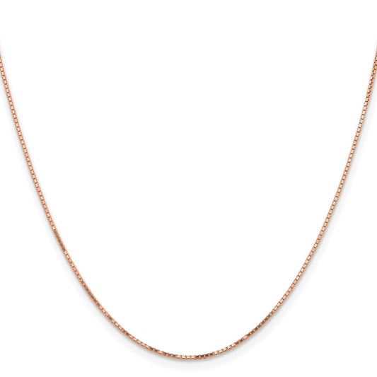 14K Rose Gold .95mm Box Link with Lobster Clasp Chain