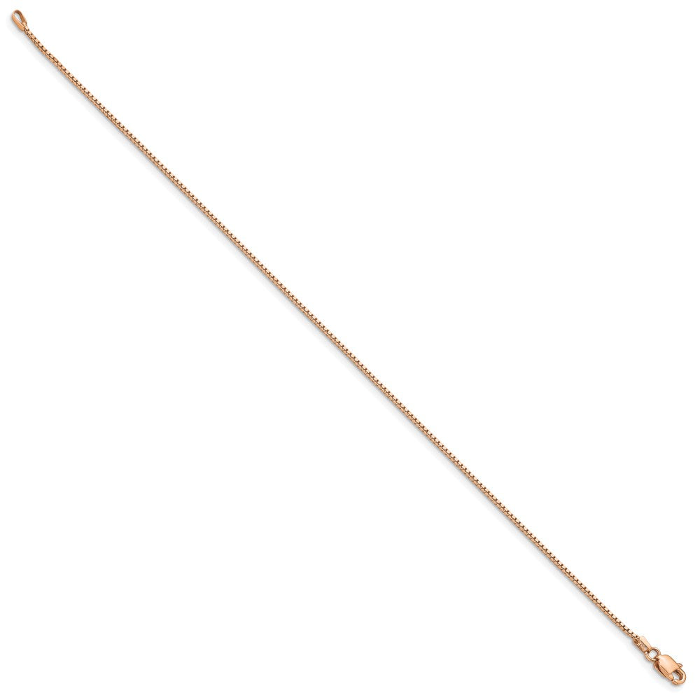 14K Rose Gold .95mm Box Link with Lobster Clasp Bracelet