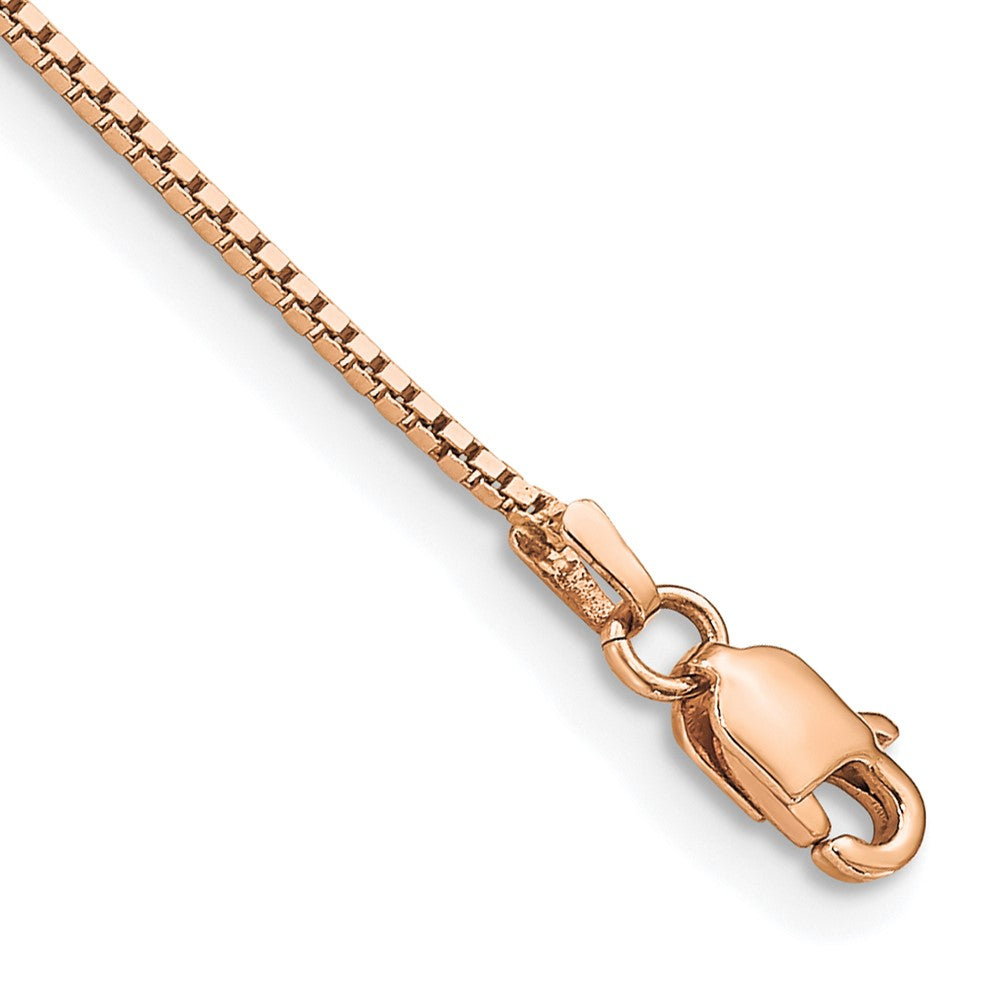 14K Rose Gold .95mm Box Link with Lobster Clasp Bracelet