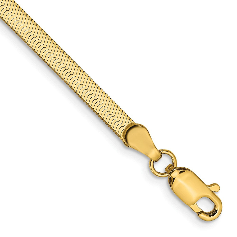 14K 3mm Silky Herringbone with Lobster Clasp Bracelet