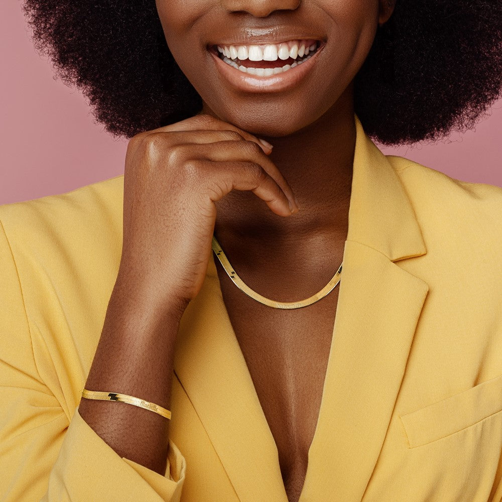 14K 5mm Silky Herringbone with Lobster Clasp Bracelet