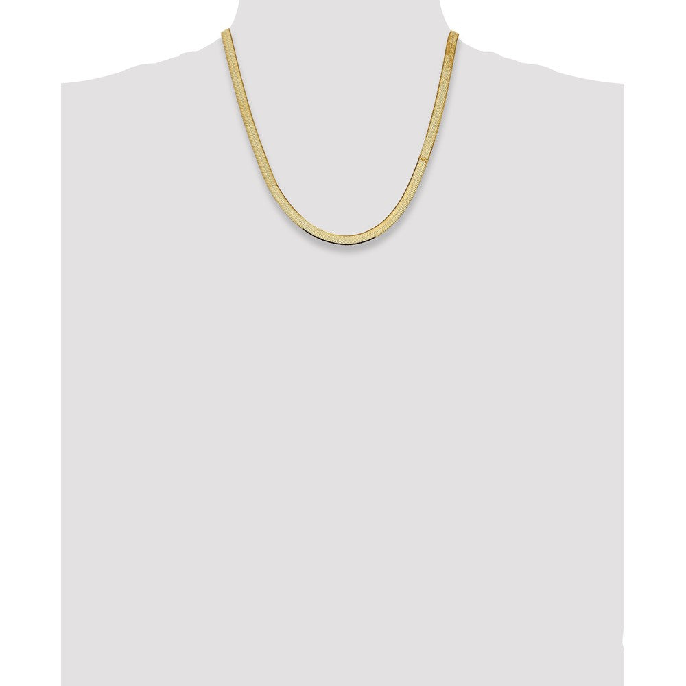 14K 5.5mm Silky Herringbone with Lobster Clasp Chain