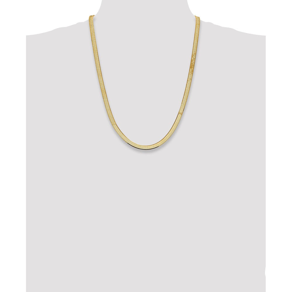 14K 5.5mm Silky Herringbone with Lobster Clasp Chain