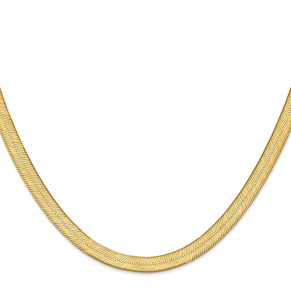 14K 6.5mm Silky Herringbone with Lobster Clasp Chain