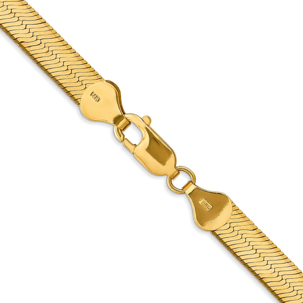 14K 6.5mm Silky Herringbone with Lobster Clasp Chain