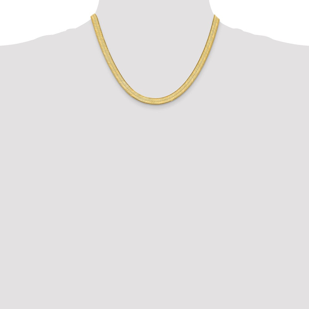 14K 6.5mm Silky Herringbone with Lobster Clasp Chain