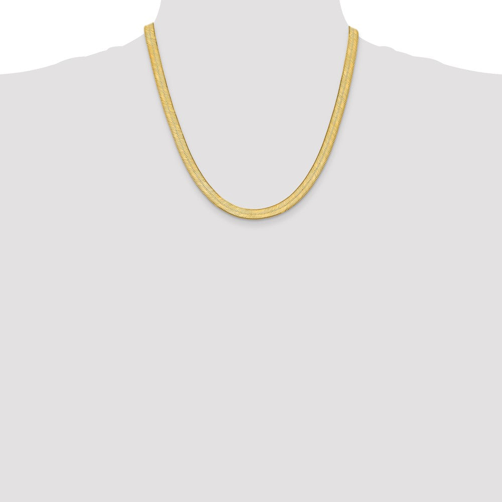14K 6.5mm Silky Herringbone with Lobster Clasp Chain