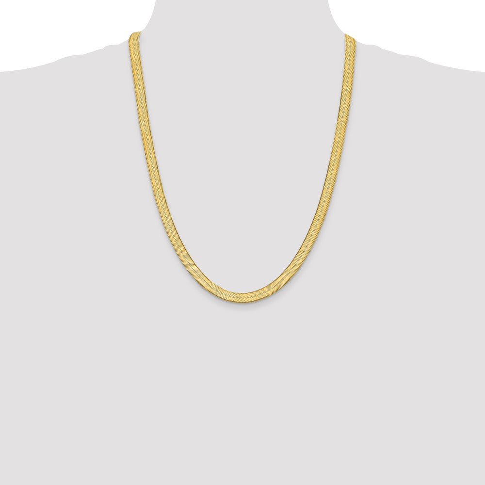 14K 6.5mm Silky Herringbone with Lobster Clasp Chain