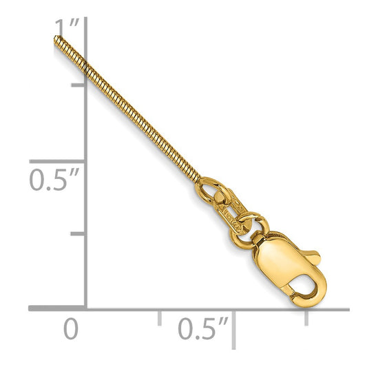 14K .8mm Round Snake with Lobster Clasp Anklet