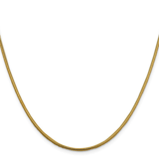 14K 1.85mm Round Snake Lobster Clasp Chain