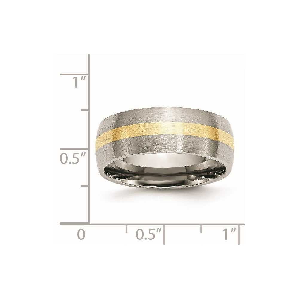 Chisel Stainless Steel with 14k Gold Inlay Brushed 8mm Band
