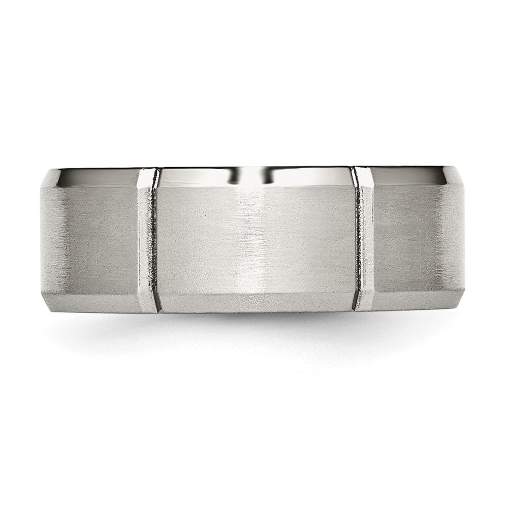 Chisel Stainless Steel Brushed and Polished Grooved 8mm Beveled Edge Band