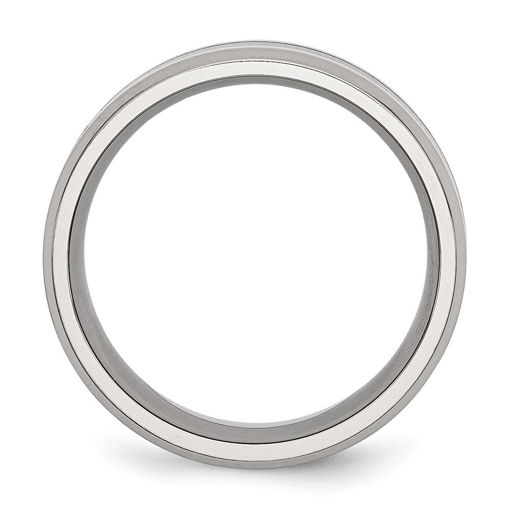 Chisel Stainless Steel Polished Black Enamel 8mm Beveled Edge Band