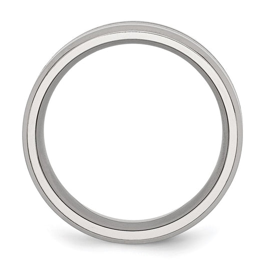 Chisel Stainless Steel Polished Black Enamel 8mm Beveled Edge Band