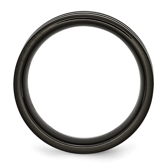 Chisel Stainless Steel Polished Black IP-plated with Grey Carbon Fiber Inlay 8mm Band