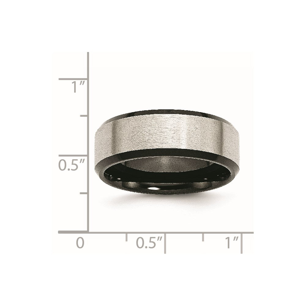 Chisel Stainless Steel Polished Black IP-plated with Brushed Center 8mm Beveled Edge Band