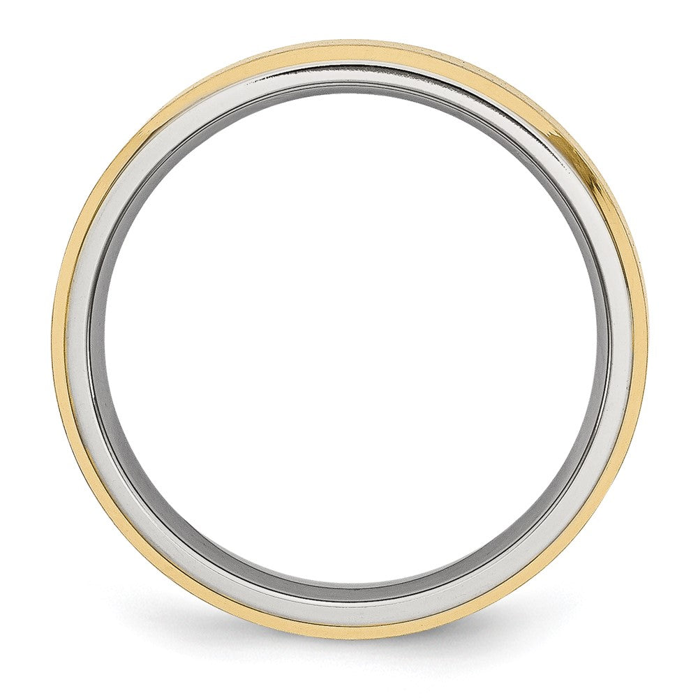 Chisel Stainless Steel Brushed and Polished Yellow IP-plated 5mm Beveled Edge Band