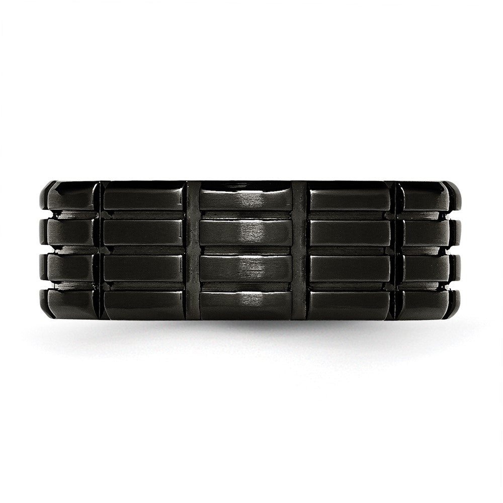 Chisel Stainless Steel Brushed Black IP-plated 8mm Grooved Band