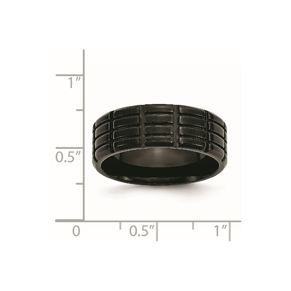 Chisel Stainless Steel Brushed Black IP-plated 8mm Grooved Band