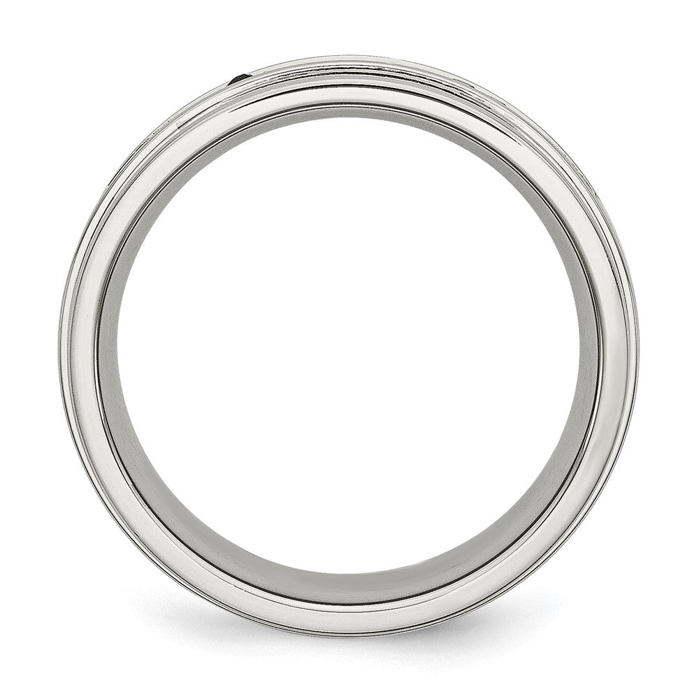 Chisel Stainless Steel Polished 1/6 Carat Black Diamond 8mm Flat Band