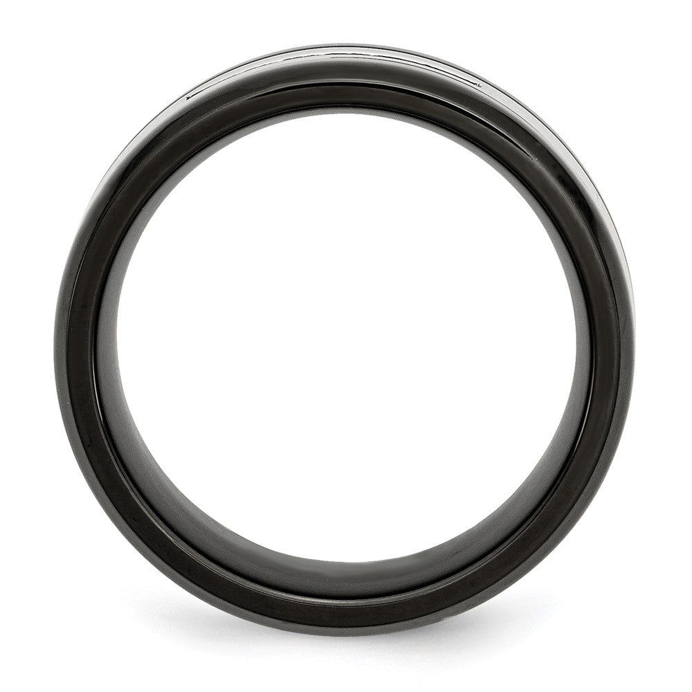 Chisel Stainless Steel Polished Black IP-plated 1/4 Carat Black Diamond 9mm Band