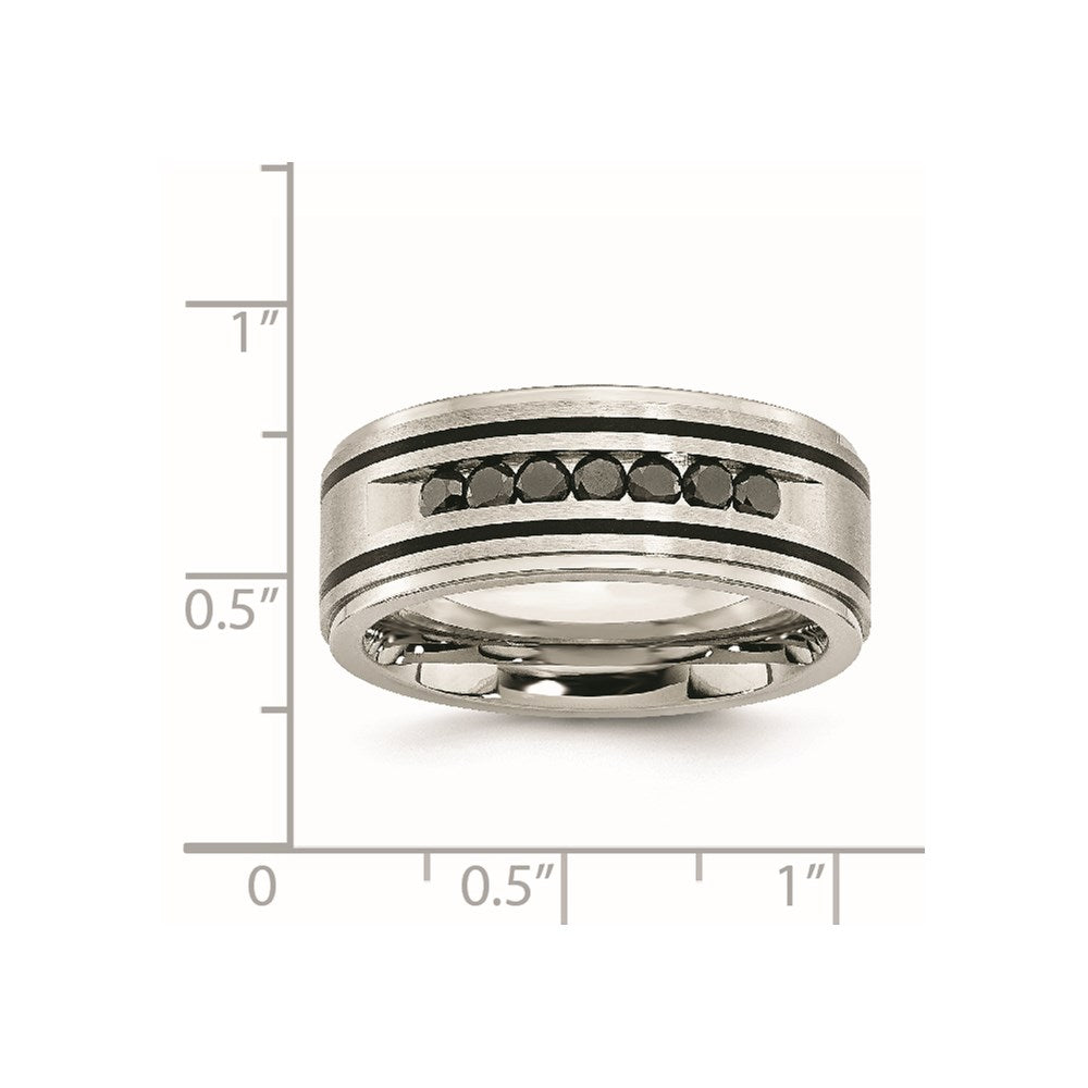 Chisel Stainless Steel Brushed and Polished Black IP-plated 1/2 Carat Black Diamond 9mm Band