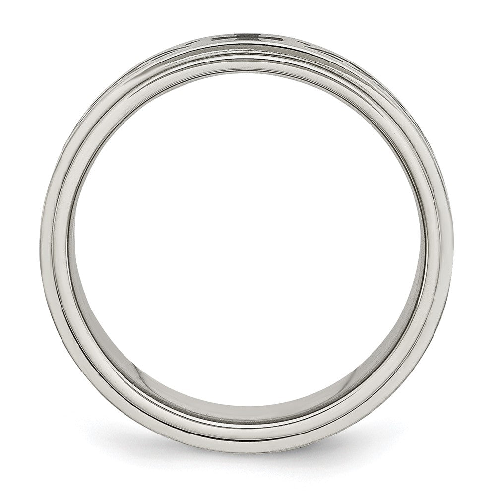 Chisel Stainless Steel Brushed and Polished Enamel Rotating Swirl Design 8mm Band