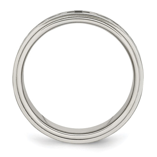 Chisel Stainless Steel Brushed and Polished Enamel Rotating Swirl Design 8mm Band