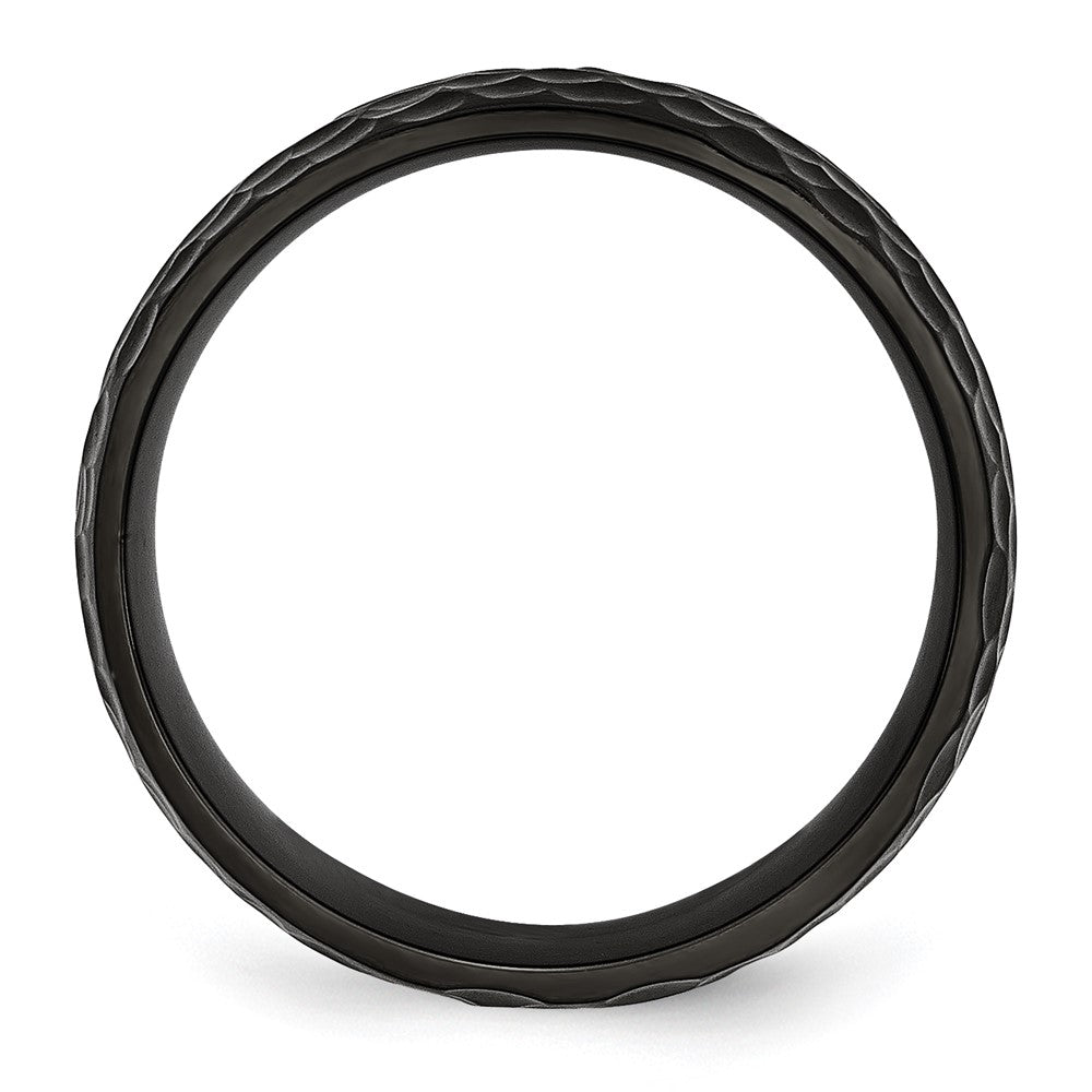 Chisel Stainless Steel Hammered Black IP-plated 8mm Band