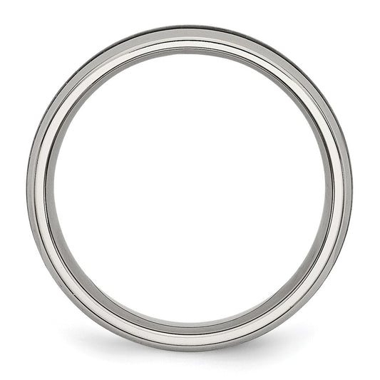 Chisel Stainless Steel Polished with Black Carbon Fiber Inlay 6mm Band