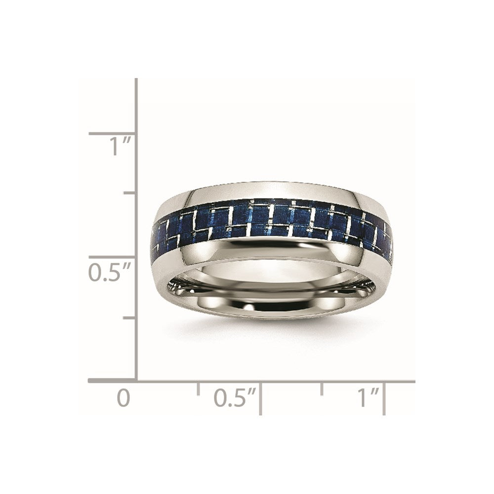 Chisel Stainless Steel Polished with Blue Carbon Fiber Inlay 8mm Band