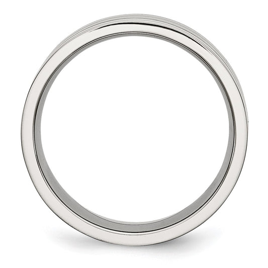 Chisel Stainless Steel Polished with Satin Center 8mm Grooved Band