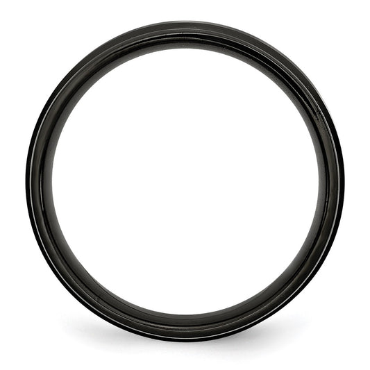Chisel Stainless Steel 6mm Black IP-plated Brushed Center with Polished Edges Band