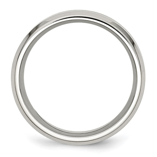 Chisel Stainless Steel Polished with Black Koa Wood Inlay Enameled 8mm Band