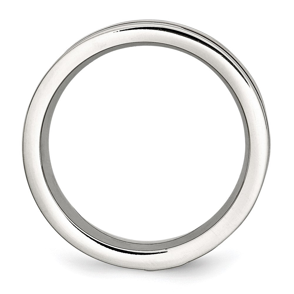 Chisel Stainless Steel Brushed and Polished Brown IP-plated .02 Carat Diamond 8mm Band