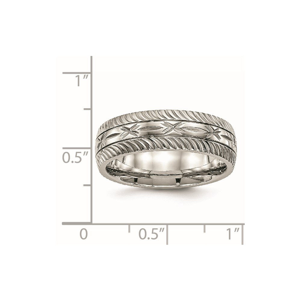 Chisel Stainless Steel Polished Diamond Cut 7mm Band