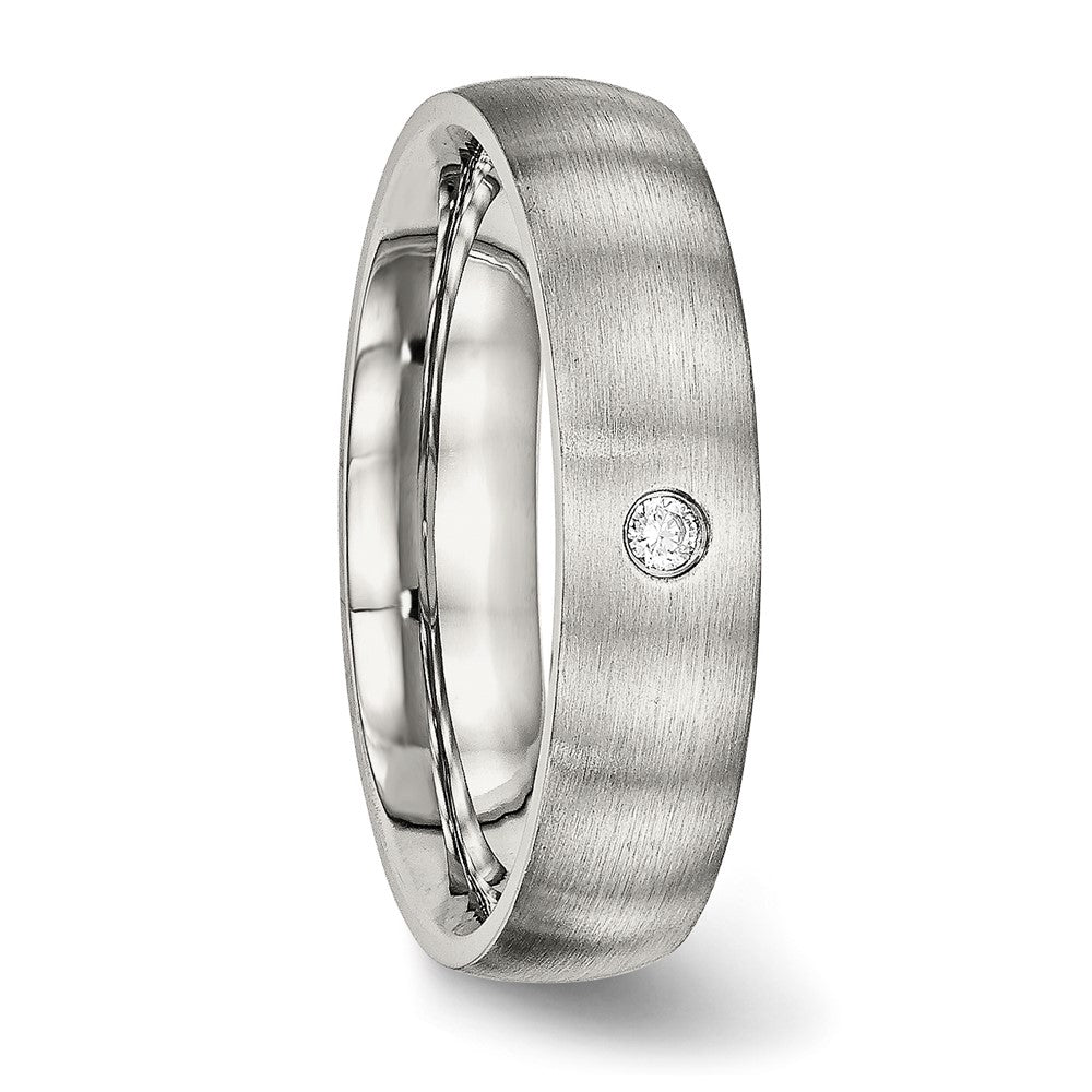 Chisel Stainless Steel Brushed with CZ Half Round 5.5mm Band