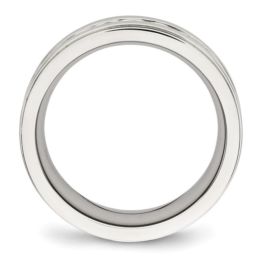 Chisel Stainless Steel Brushed and Polished Twisted 7mm Band