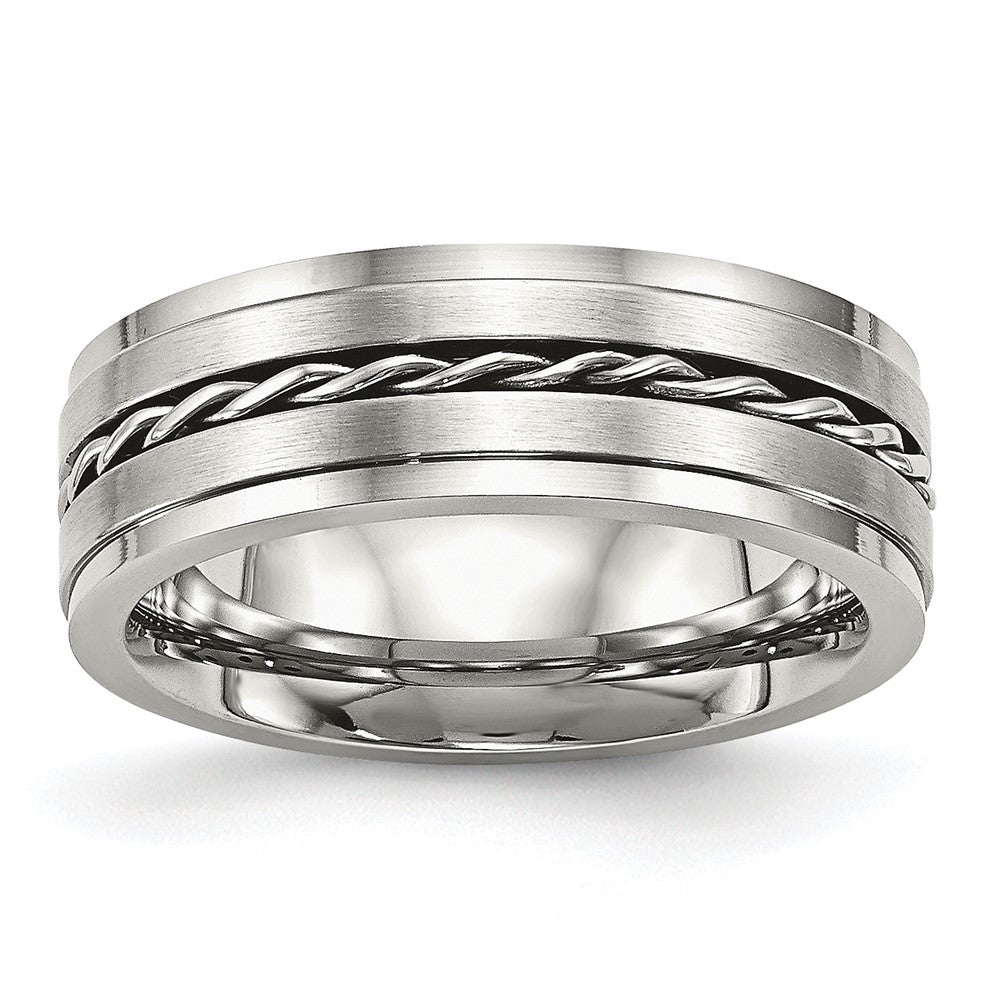 Chisel Stainless Steel Brushed and Polished Twisted 7mm Band