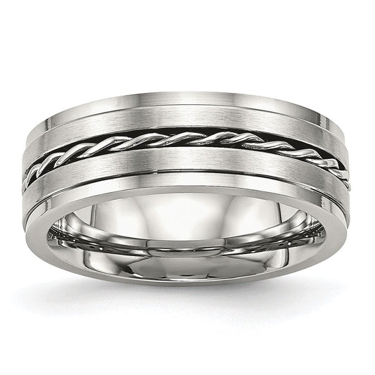 Chisel Stainless Steel Brushed and Polished Twisted 7mm Band