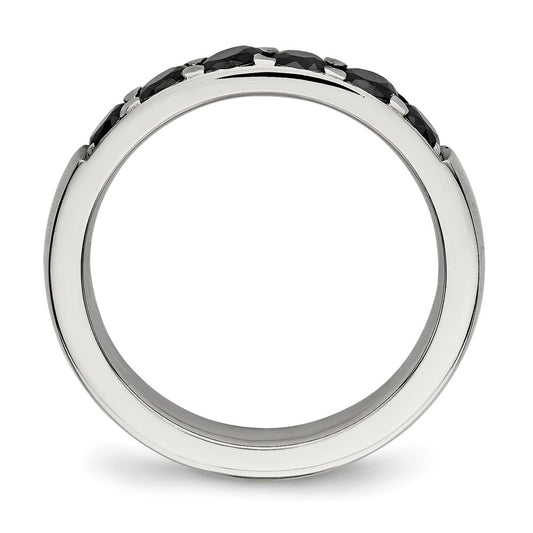 Chisel Stainless Steel Polished Black CZ 4mm Band