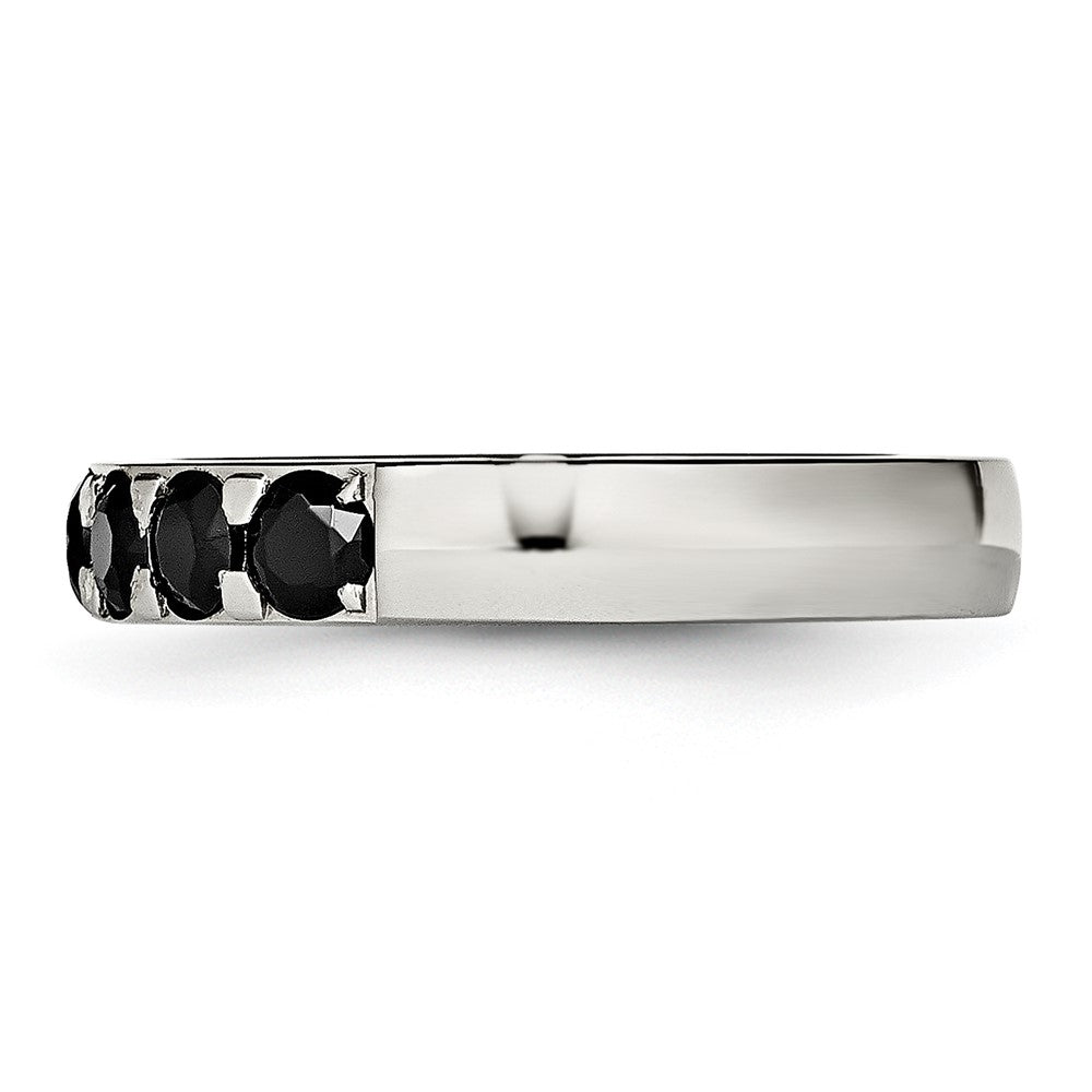 Chisel Stainless Steel Polished Black CZ 4mm Band