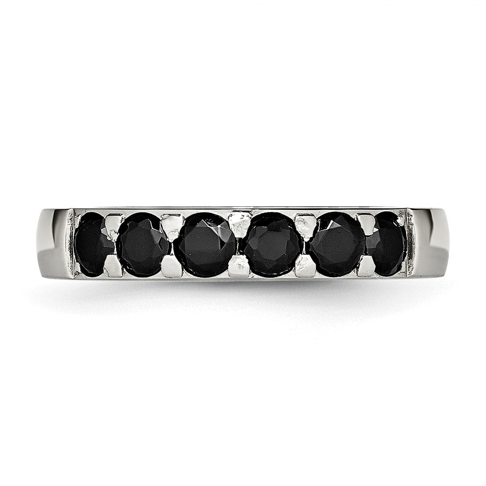 Chisel Stainless Steel Polished Black CZ 4mm Band