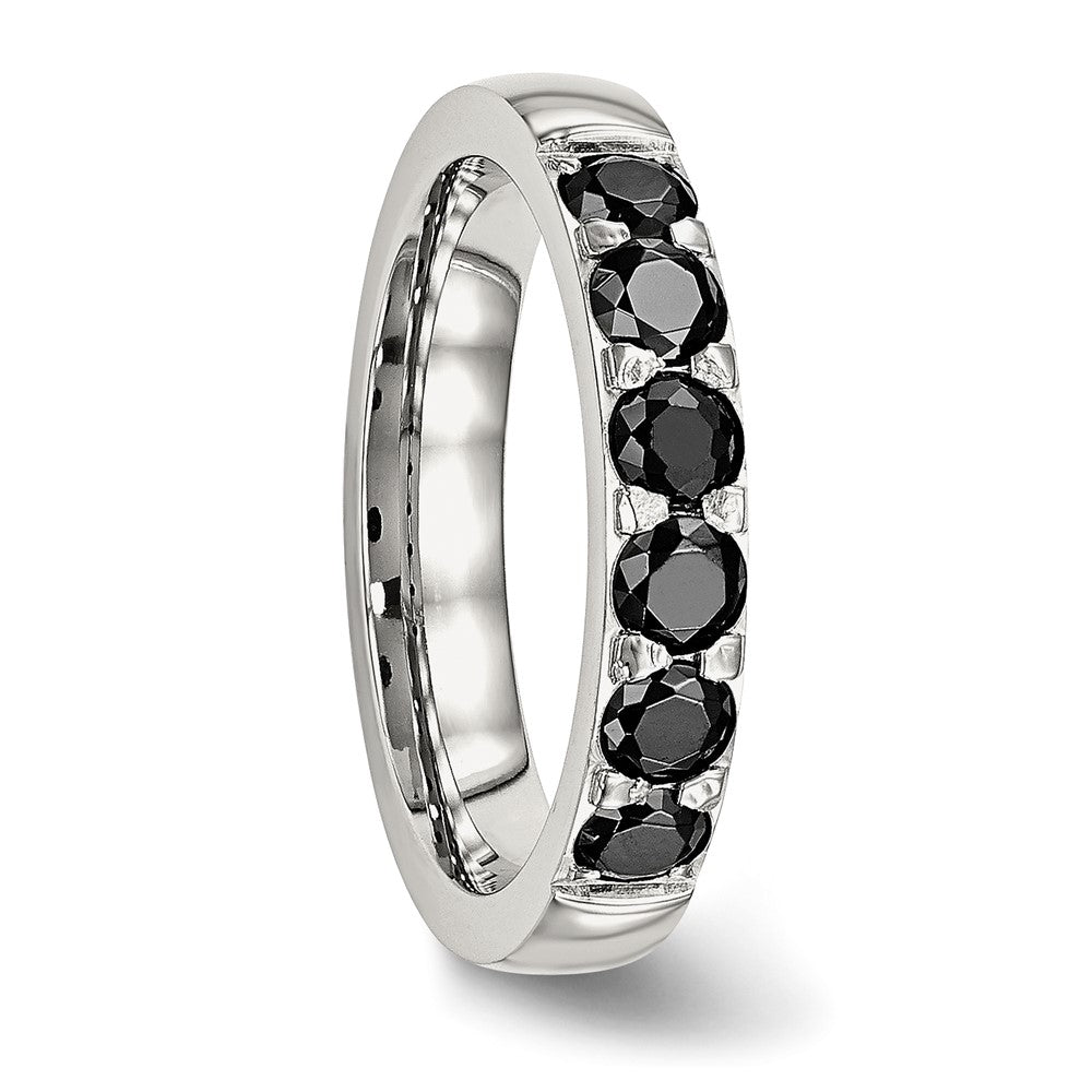Chisel Stainless Steel Polished Black CZ 4mm Band