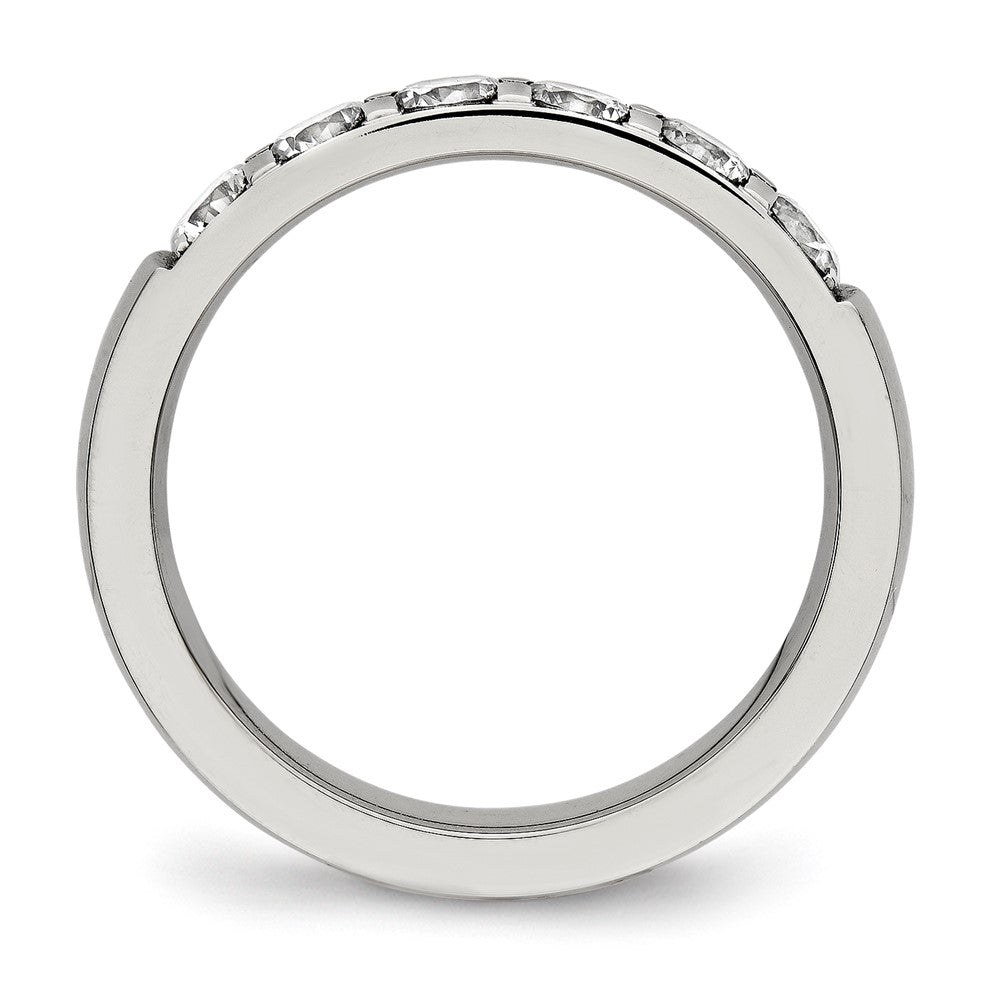 Chisel Stainless Steel Polished CZ 4mm Band