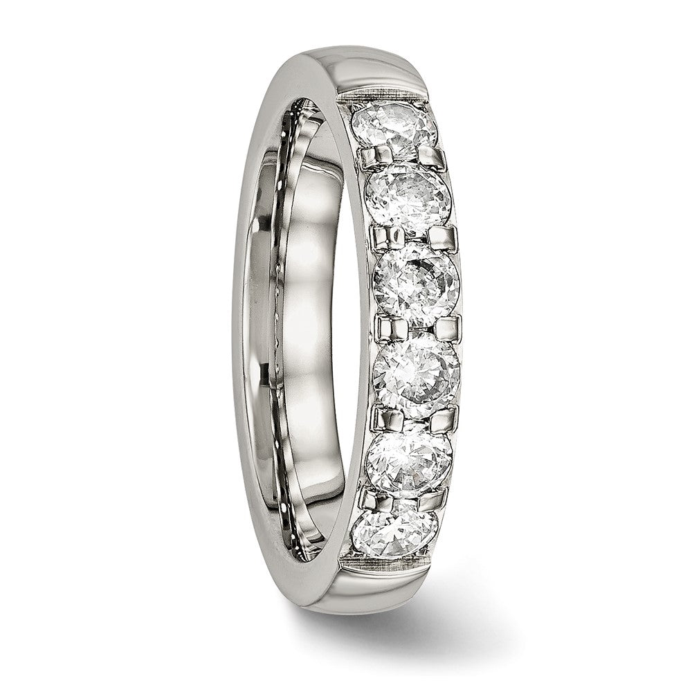 Chisel Stainless Steel Polished CZ 4mm Band