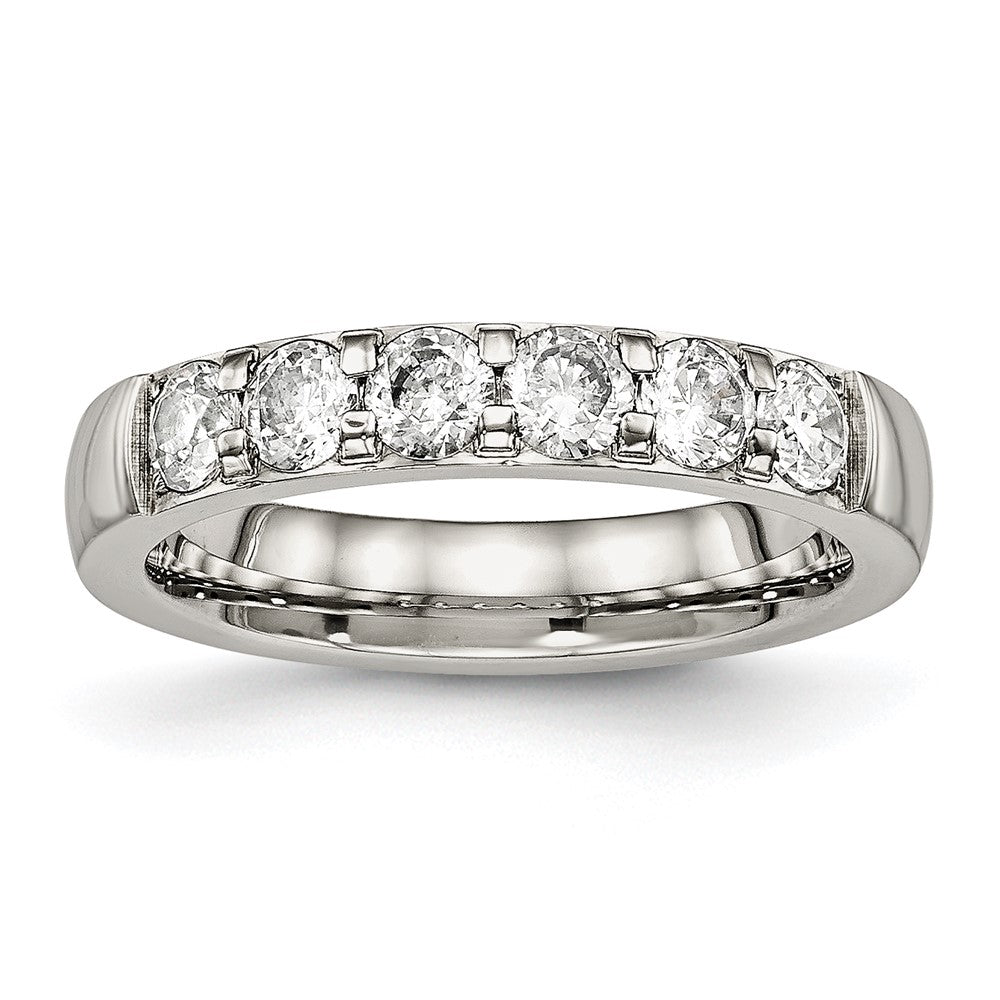Chisel Stainless Steel Polished CZ 4mm Band